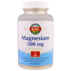 Магний Magnesium KAL 500 мг 60 таблеток