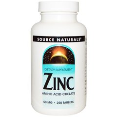 Цинк хелат Zinc Source Naturals 50 мг 250 таблеток