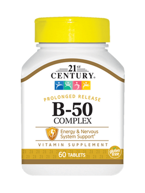 Комплекс витаминов В Complex B-50 21st Century 60 таблеток