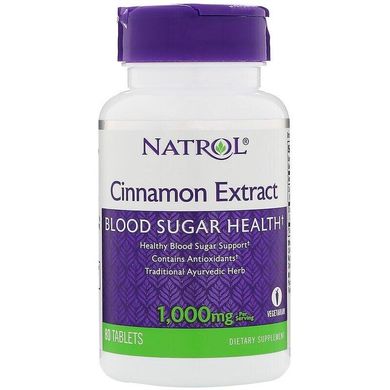 Корица Cinnamon Natrol экстракт 1000 мг 80 таблеток