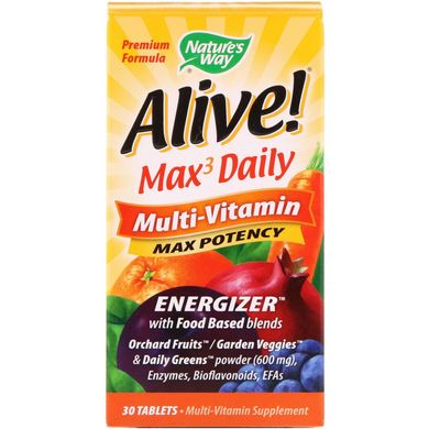 Фотография - Мультивітаміни з залізом Alive! Max3 Daily Multivitamin Nature's Way 30 таблеток
