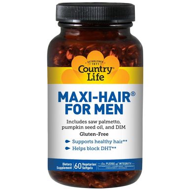 Фотография - Витамины для волос мужчин Maxi Hair Country Life 60 капсул
