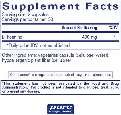 L-Теанін l-Theanine Pure Encapsulations 200 мг 60 капсул