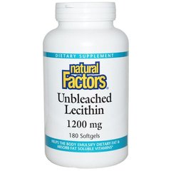 Фотография - Лецитин Unbleached Lecithin Natural Factors 1200 мг 180 капсул