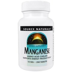 Марганець Manganese Source Naturals 10 мг 250 таблеток