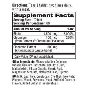Кориця для зниження цукру Cinnamon Biotin Chromium Natrol 60 таблеток