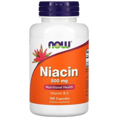 Витамин В3 Ниацин Niacin Now Foods 500 мг 100 капсул