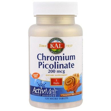 Хром піколінат Chromium Picolinate KAL булочка з корицею 120 таблеток