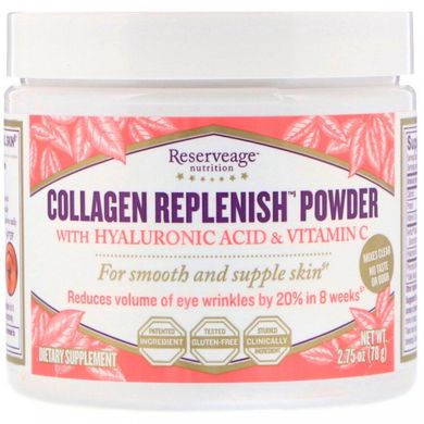 Колаген з гіалуроновою кислотою та вітаміном C Collagen Replenish Powder ReserveAge Nutrition 78 г
