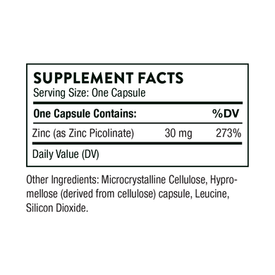 Пиколинат цинку посилений Zinc Picolinate Thorne Research 30 мг 60 капсул