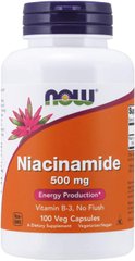 Витамин В3 Ниацинамид Niacinamide Now Foods 500 мг 100 капсул