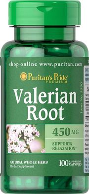 Фотография - Валериана корень Valerian Root Puritan's Pride 450 мг 100 капсул