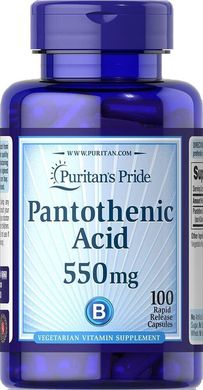 Витамин В5 Пантотеновая кислота Pantothenic Acid Puritan's Pride 550 мг 100 капсул
