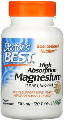 Магній Magnesium High Absorption 100% Chelated Doctor's Best 120 таблеток