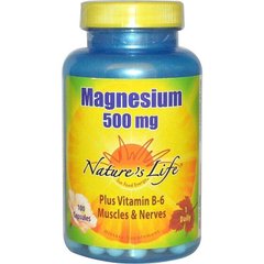 Магній і вітамін В6 Magnesium Vitamin B6 Nature's Life 500 мг 100 капсул