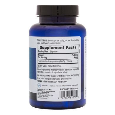 Фотография - Пирролохинолинхинон PQQ BrainCeutix Nature's Plus 20 мг 60 капсул