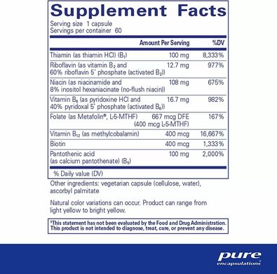 Комплекс витаминов В Ultra B-Complex с PQQ Pure Encapsulations 60 капсул