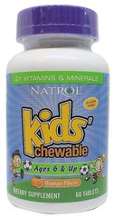 Вітаміни для дітей Kids Chewable Age 6&UP Natrol апельсин 60 жувальних таблеток