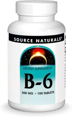 Вітамін В6 піридоксин Vitamin B-6 Source Naturals 500 мг 100 таблеток