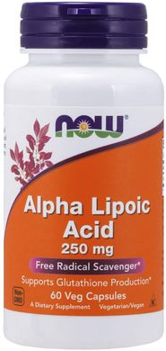 Альфа-липоевая кислота Alpha Lipoic Acid Now Foods 250 мг 60 капсул