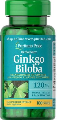 Фотография - Гинкго Билоба Ginkgo Biloba Puritan's Pride стандартизированный экстракт 120 мг 200 капсул