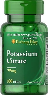 Цитрат калия Potassium Citrate Puritan's Pride 99 мг 100 таблеток