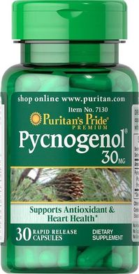 Пикногенол (кора сосны) Pycnogenol Puritan's Pride 30 мг 30 капсул