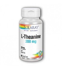 L-теанін з зеленим чаєм L-Theanine Solaray 200 мг 45 капсул