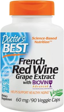 Французский экстракт красного вина French Red Wine Doctor's Best 60 мг 90 капсул