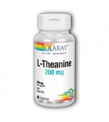 L-теанин с зеленым чаем L-Theanine Solaray 200 мг 45 капсул