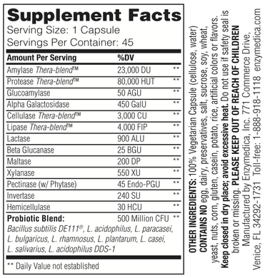 Пробіотики + ферменти Digest Gold + Probiotics Enzymedica 180 капсул