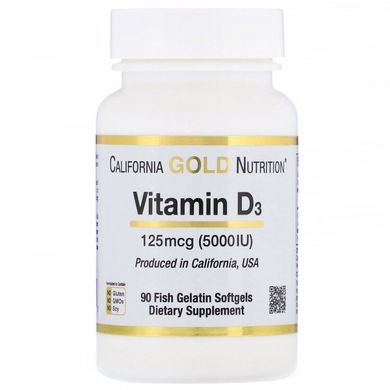 Фотография - Вітамін D3 Vitamin D3 California Gold Nutrition 5000 МО 90 капсул