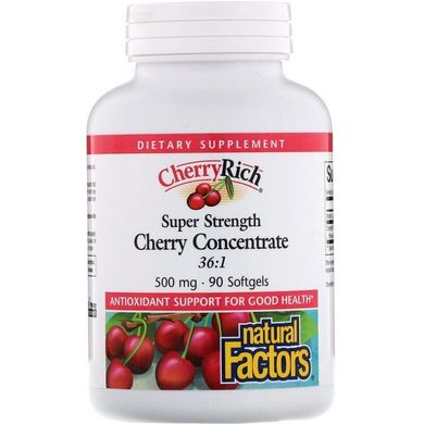 Экстракт дикой вишни CherryRich Super Strength Cherry Concentrate Natural Factors 500 мг 90 капсул