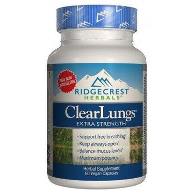 Фотография - Комплекс для поддержки легких Clear Lungs Extra Strength RidgeCrest Herbals 60 капсул