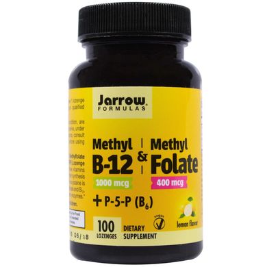 Фотография - Витамин В9 Метилфолат и метил B-12 Methyl B-12 & Methyl Folate Jarrow Formulas лимон 1000 мкг / 400 мкг 100 леденцов