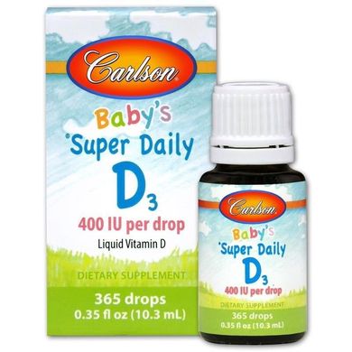 Фотография - Витамин D3 для младенцев Baby's Super Daily D3 Carlson Labs 400 МЕ 10.3 мл