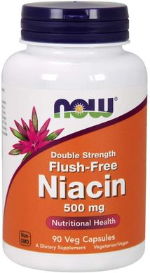Вітамін В3 Ніацин Niacin Flush Free Now Foods 500 мг 90 капсул