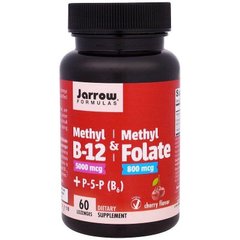 Фотография - Витамин В9 Метилфолат и метил B-12 Methyl B-12 & Methyl Folate Jarrow Formulas вишня 1000 мкг / 400 мкг 60 леденцов