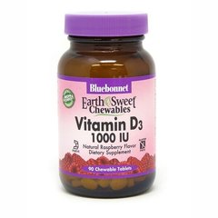 Фотография - Вітамін D3 Vitamin D3 Bluebonnet Nutrition 1000 МО малина 90 жувальних таблеток