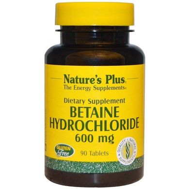Фотография - Бетаина гидрохлорид Betaine Hydrochloride Nature's Plus 600 мг 90 таблеток
