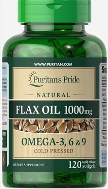 Льняное масло Natural Flax Oil Puritan's Pride 1000 мг 120 гелевых капсул