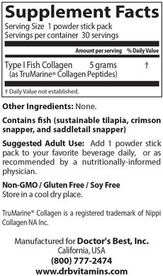 Риб'ячий колаген Fish Collagen Doctor's Best 30 пакетиків