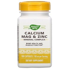 Кальцій, магній та цинк Calcium Mag & Zinc Mineral Complex Nature's Way 765 мг 100 капсул