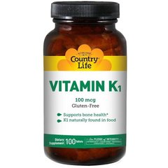 Фотография - Вітамін К1 Vitamin K1 Country Life 100 мкг 100 таблеток