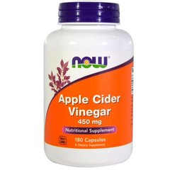 Яблучний оцет сидровий Apple Cider Vinegar Now Foods 450 мг 180 капсул