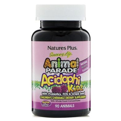 Пробиотики для детей Animal Parade AcidophiKidz® Childrens Chewables Nature's Plus ягоды 90 животных