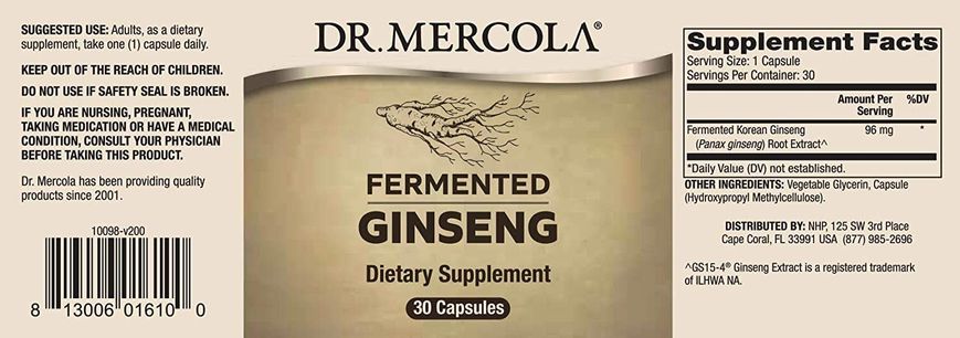 Фотография - Корейский женьшень Fermented Ginseng Dr. Mercola 30 капсул