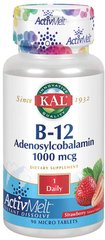 Вітамін B12 B-12 Adenosylcobalamin KAL полуниця 1000 мкг 90 таблеток