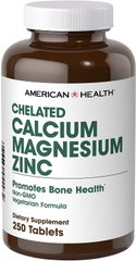 Кальцій магній цинк Chelated Calcium Magnesium Zinc American Health 250 таблеток