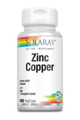 Цинк і мідь Zinc Copper Solaray 100 капсул